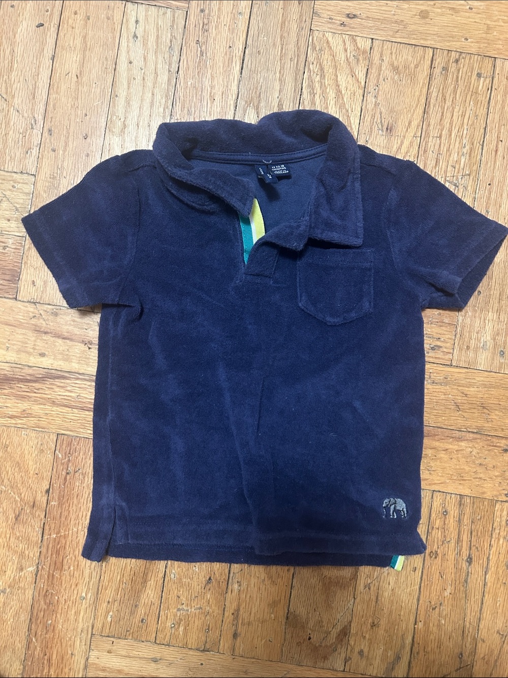 Janie and Jack Navy Terry Polo with Elephant Accent
